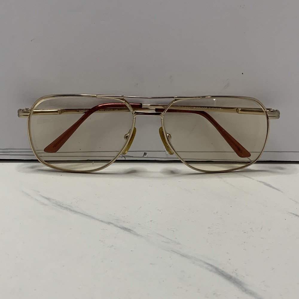 Ambassador Eyewear Vintage Gold Double Bridge Aviator Eyeglasses Frame DT-595